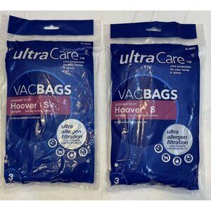 2 UltraCare 3pk VacBags Allergen Filtration Vacuum Bag Hoover S Upright 20-78379